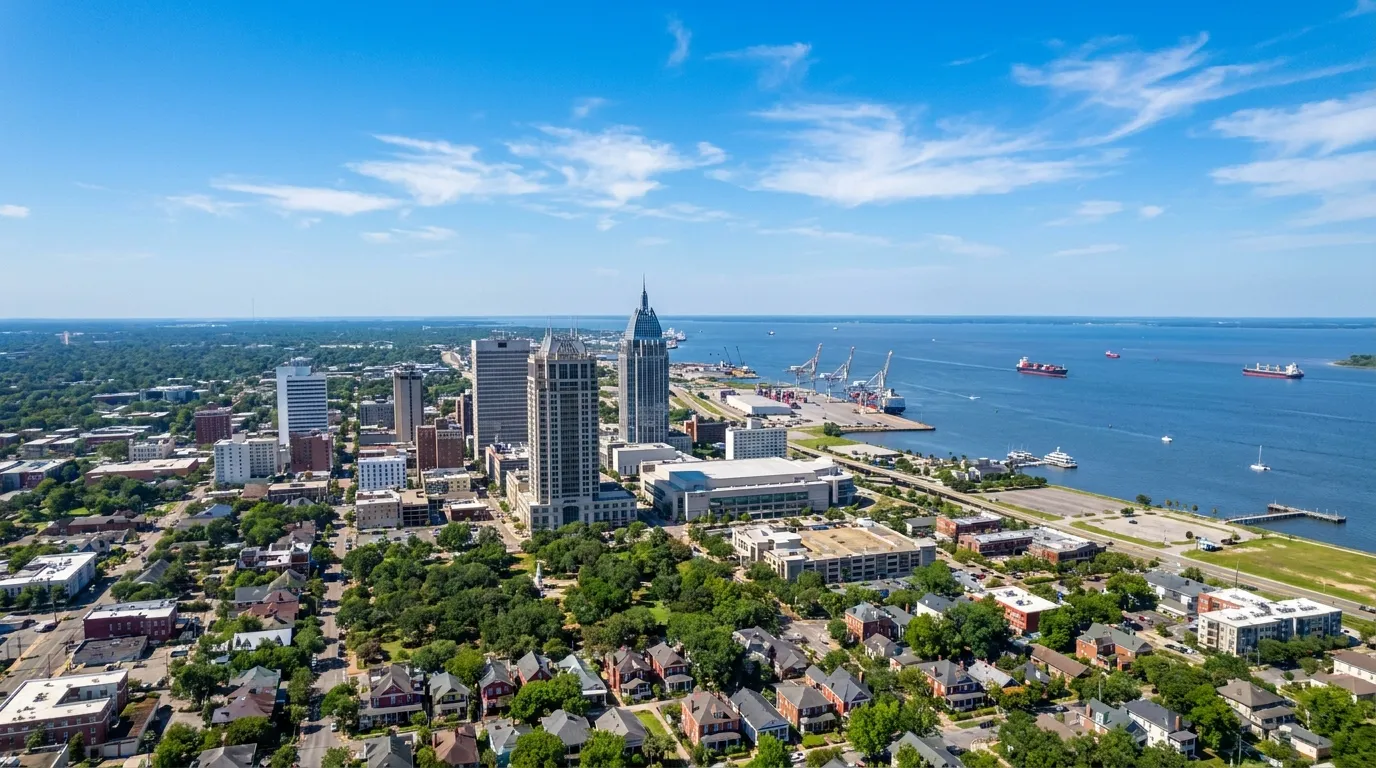 Aerial view of Chickasaw, Alabama — Mobile Septic Pros service area