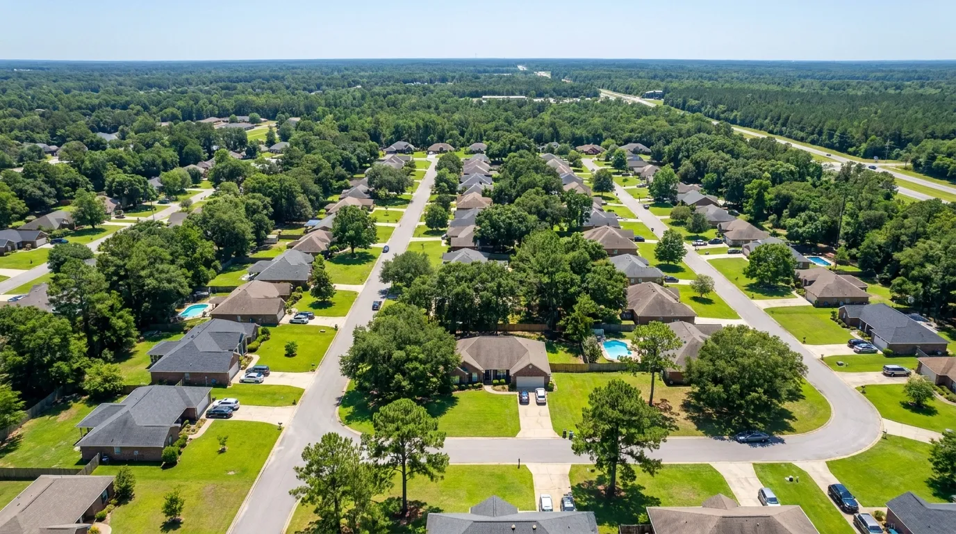 Aerial view of Theodore, Alabama — Mobile Septic Pros service area