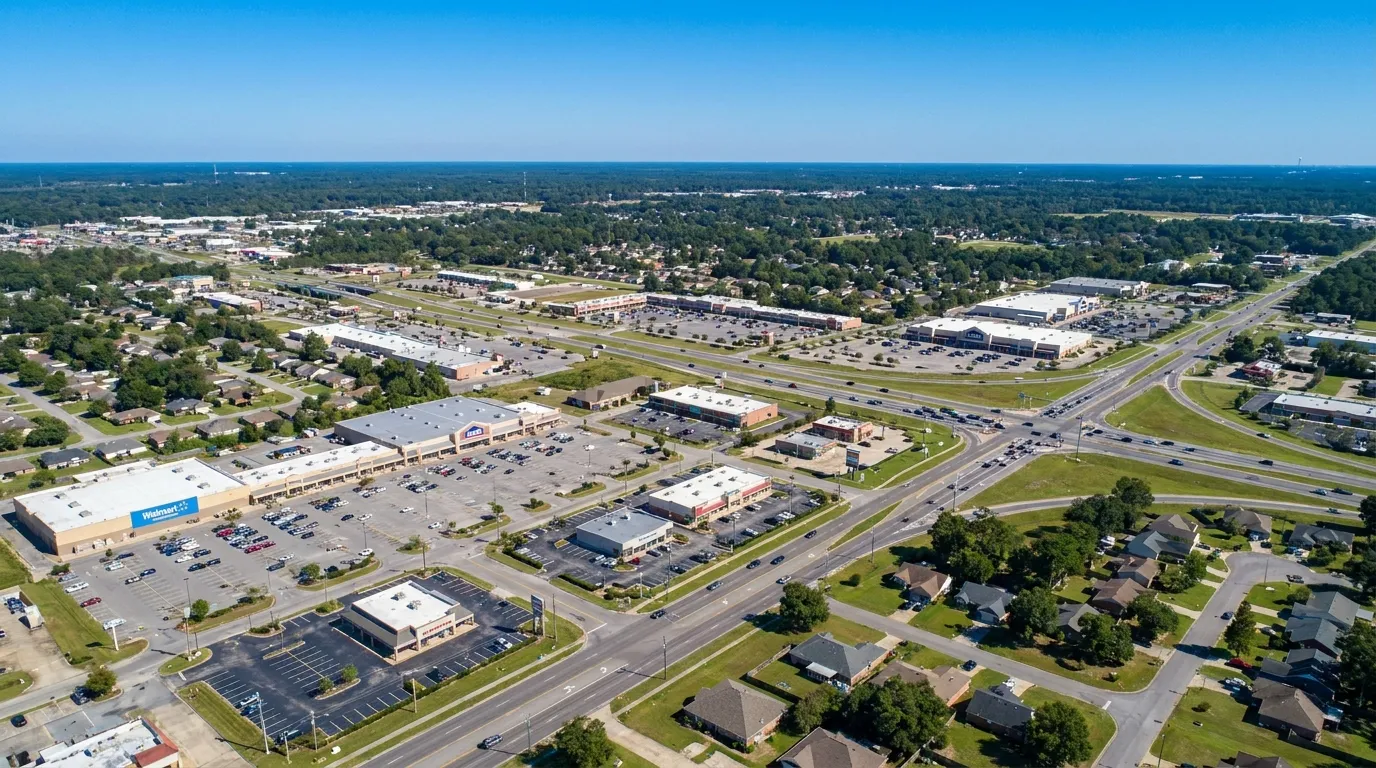 Aerial view of Tillmans Corner, Alabama — Mobile Septic Pros service area