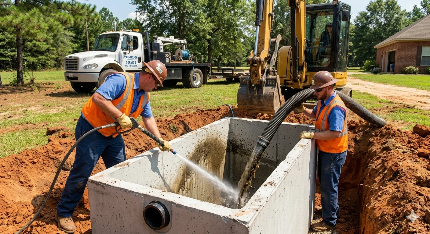 Full septic tank cleaning and sludge removal service Mobile Alabama